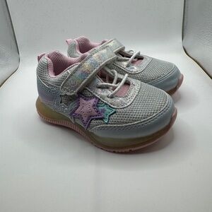 NWOT Stride Rite 360 Girls 5M/5W Pink and Gray Star Sneakers with Velcro Closure
